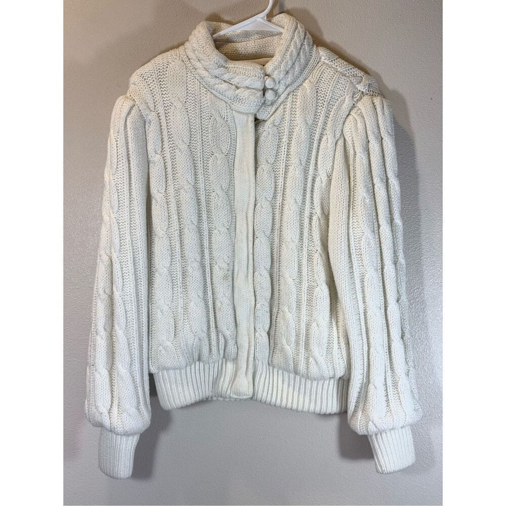 Vintage 80’s Chill Chasers Cable Knit Zip Up Cardigan Sweater Women's Medium